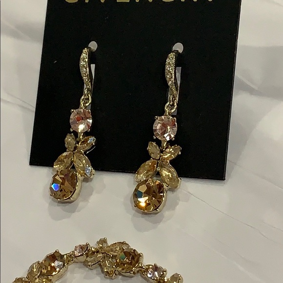 GIVENCHY XO Blush & Gold Stones Goldtone BRACELET & EARRINGS! SPECIAL OCCASION - Picture 2 of 8